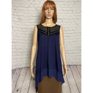 Avec Hi Low Blue Rayon Sleeveless Top Tunic Size M
